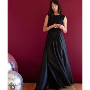 Anthropologie x Ripley Rader Satin Sleeveless Dress Open Back Black Size Large